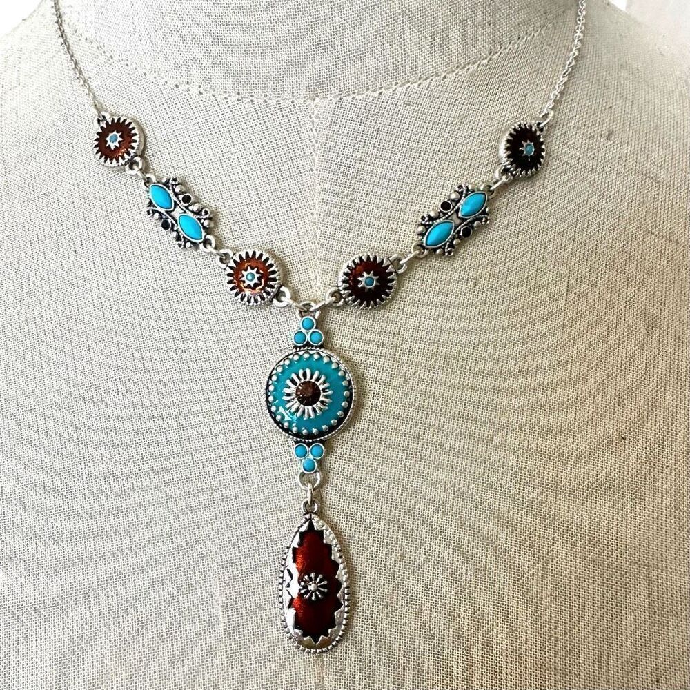 Avon enameled south western style Y necklace